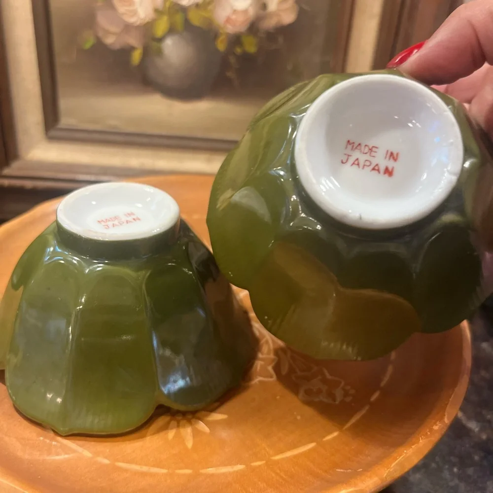 VTG Japanese Lotus Rice Bowls (x2)